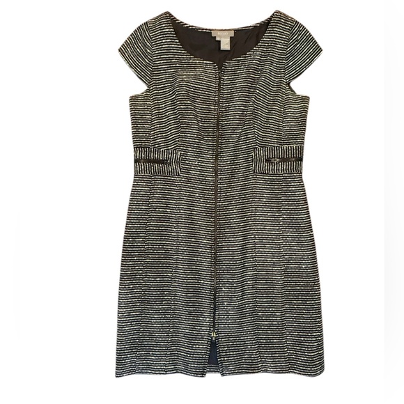 Carlisle Dresses & Skirts - ECCOCI by Carlisle Navy/White Tweed Cap Sleeve Dress  Size 12/L